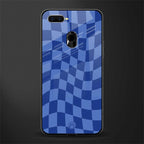 blue trippy check pattern glass case for oppo a12 image