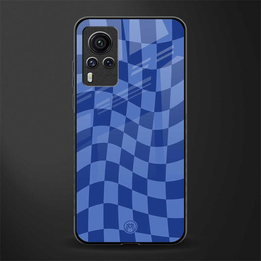 blue trippy check pattern glass case for vivo x60 pro image