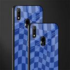 blue trippy check pattern glass case for realme 3 pro image-2