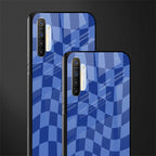 blue trippy check pattern glass case for realme xt image-2