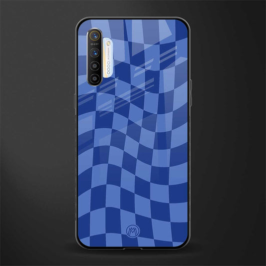 blue trippy check pattern glass case for realme xt image