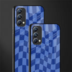blue trippy check pattern glass case for oppo f19 image-2