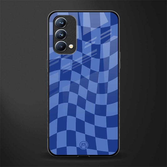 blue trippy check pattern glass case for oppo f19 image