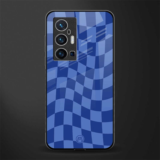 blue trippy check pattern glass case for vivo x70 pro plus image