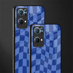 blue trippy check pattern glass case for oppo reno7 pro 5g image-2