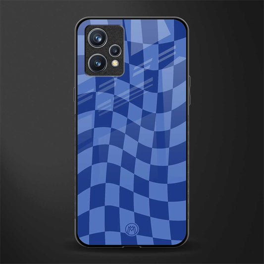blue trippy check pattern glass case for realme 9 pro plus 5g image