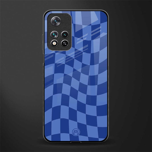 blue trippy check pattern glass case for poco m4 pro 5g image