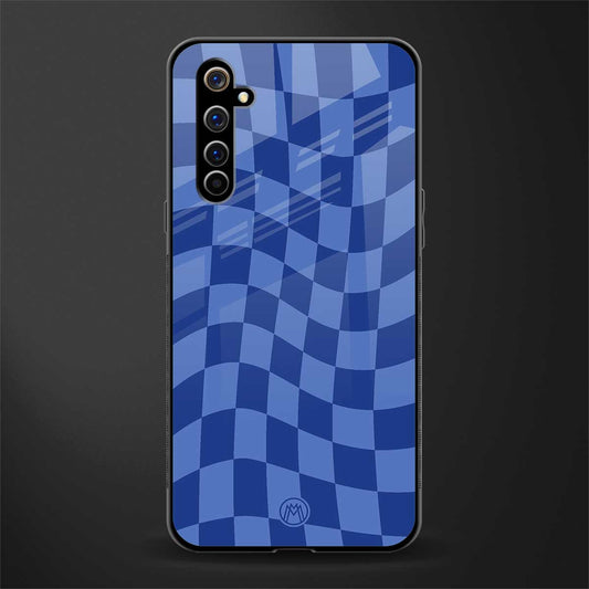 blue trippy check pattern glass case for realme x50 pro image