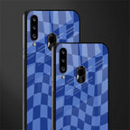 blue trippy check pattern glass case for samsung galaxy a20s image-2