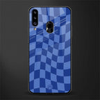 blue trippy check pattern glass case for samsung galaxy a20s image