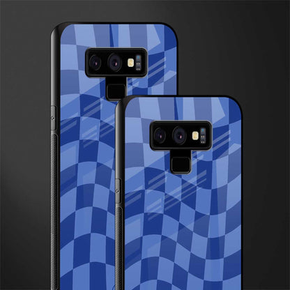 blue trippy check pattern glass case for samsung galaxy note 9 image-2