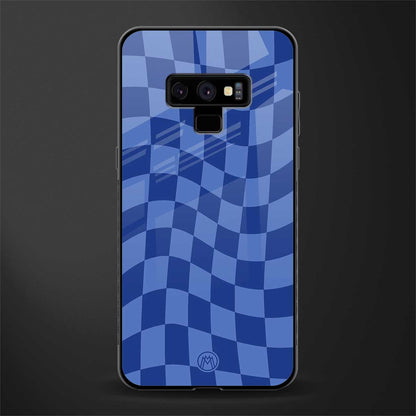blue trippy check pattern glass case for samsung galaxy note 9 image