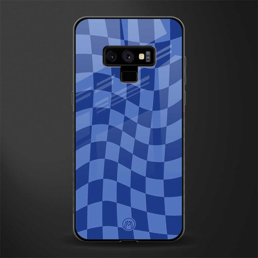 blue trippy check pattern glass case for samsung galaxy note 9 image