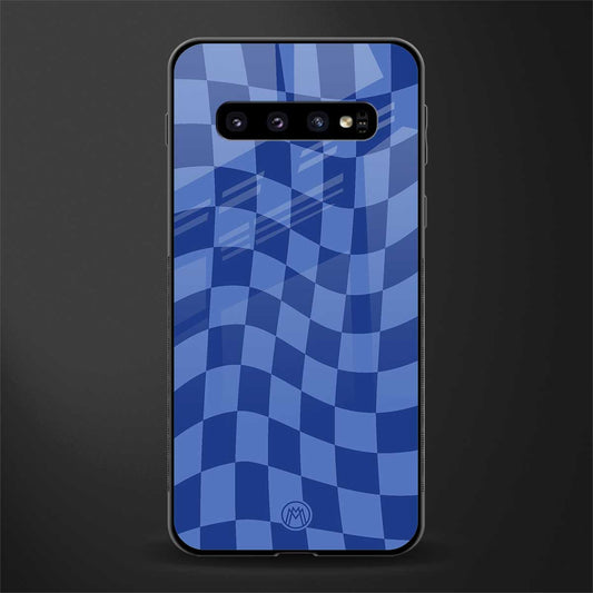 blue trippy check pattern glass case for samsung galaxy s10 image