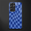 blue trippy check pattern glass case for samsung galaxy s22 ultra 5g image