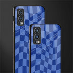 blue trippy check pattern glass case for oneplus nord 2 5g image-2