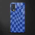 blue trippy check pattern glass case for oneplus nord 2 5g image