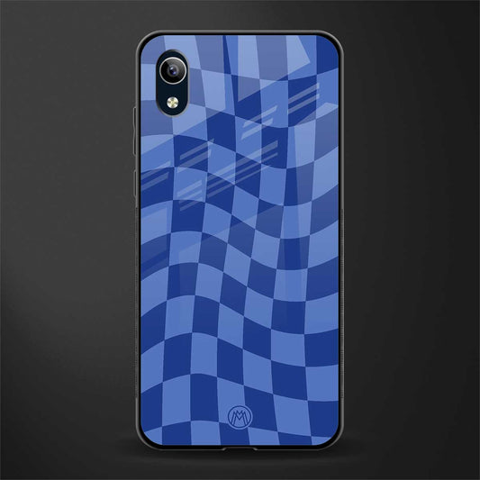 blue trippy check pattern glass case for vivo y90 image