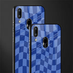 blue trippy check pattern glass case for vivo y93 image-2