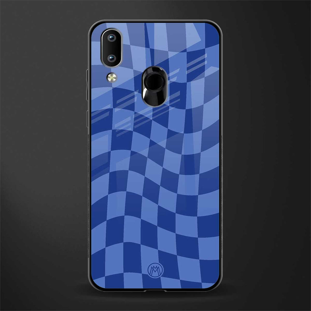 blue trippy check pattern glass case for vivo y95 image