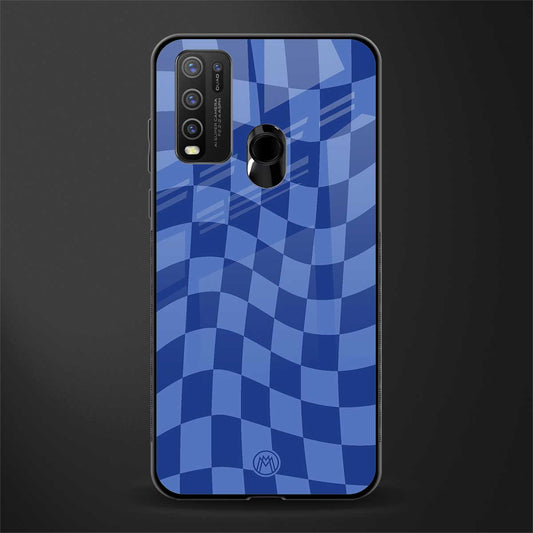 blue trippy check pattern glass case for vivo y30 image
