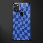 blue trippy check pattern glass case for samsung galaxy a21s image