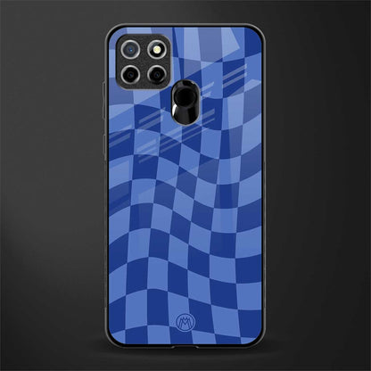 blue trippy check pattern glass case for realme narzo 30a image