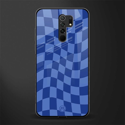 blue trippy check pattern glass case for poco m2 reloaded image