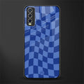blue trippy check pattern glass case for vivo y20 image
