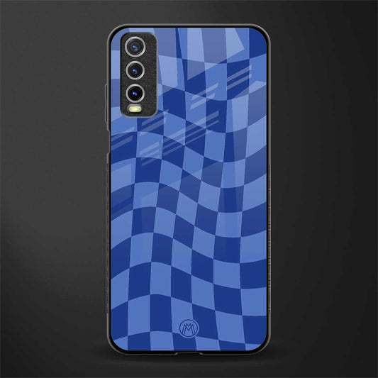 blue trippy check pattern glass case for vivo y20 image