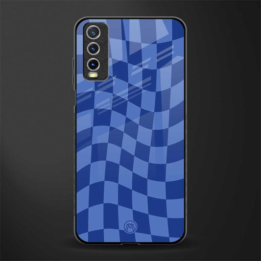 blue trippy check pattern glass case for vivo y12s image