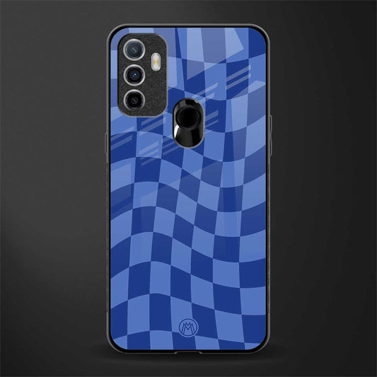 blue trippy check pattern glass case for oppo a53 image
