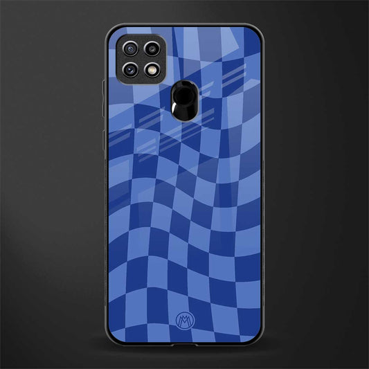 blue trippy check pattern glass case for oppo a15s image