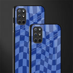 blue trippy check pattern glass case for oneplus 8t image-2