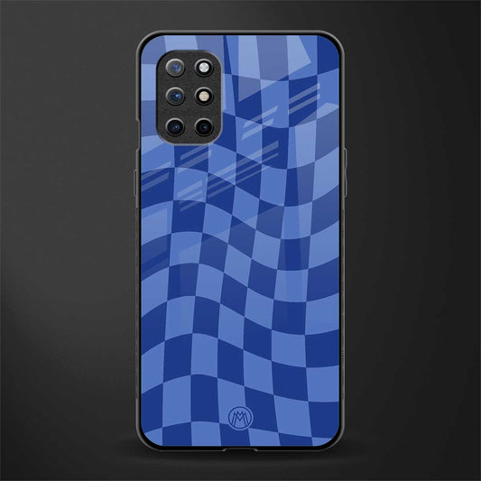 blue trippy check pattern glass case for oneplus 8t image