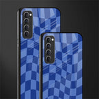 blue trippy check pattern glass case for oppo reno 4 pro image-2