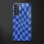blue trippy check pattern glass case for oppo reno 4 pro image