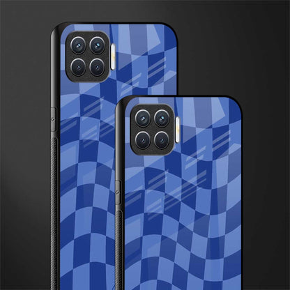 blue trippy check pattern glass case for oppo f17 image-2