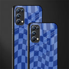 blue trippy check pattern glass case for oppo reno 5 pro image-2