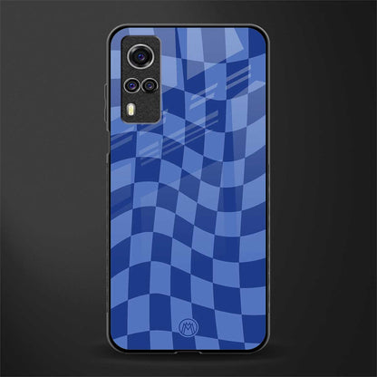 blue trippy check pattern glass case for vivo y51a image