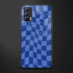 blue trippy check pattern glass case for realme x7 image