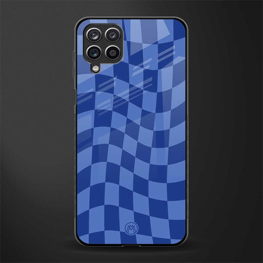 blue trippy check pattern glass case for samsung galaxy m12 image