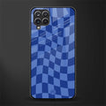 blue trippy check pattern glass case for samsung galaxy a12 image
