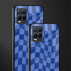 blue trippy check pattern glass case for realme 8 pro image-2