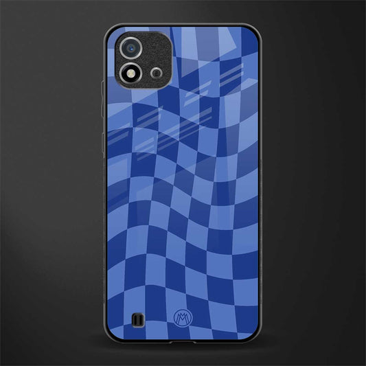 blue trippy check pattern glass case for realme c20 image