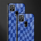 blue trippy check pattern glass case for realme c21 image-2