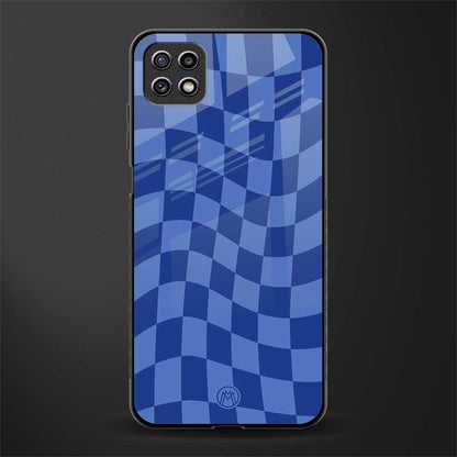 blue trippy check pattern glass case for samsung galaxy a22 5g image