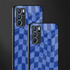 blue trippy check pattern glass case for oppo reno6 5g image-2