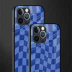 blue trippy check pattern glass case for iphone 12 pro image-2