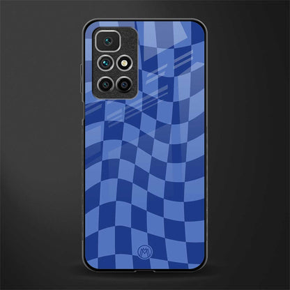 blue trippy check pattern glass case for redmi 10 prime image